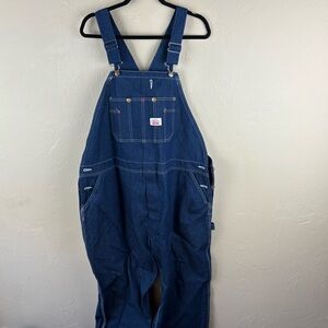 Vintage Round House Blue Denim Overalls Mens size 48 x 30